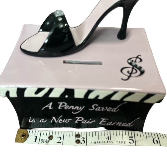 COPY - PIGGY BANK Ceramic Shoe Themed 'A Penny Saved is a New Pair Earned' Bling - Picture 8 of 9